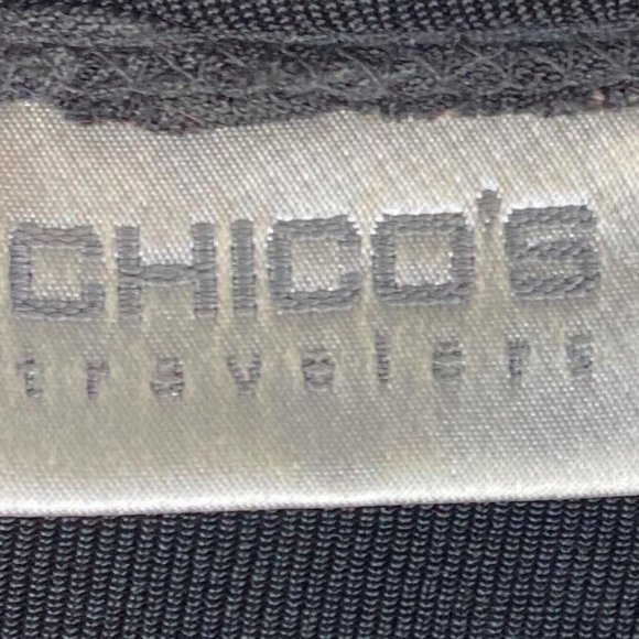 Chicos Travelers 1 (Medium 8 10 ) Shirt Top Tunic Slinky Knit Black Asymmetrical - Picture 2 of 3